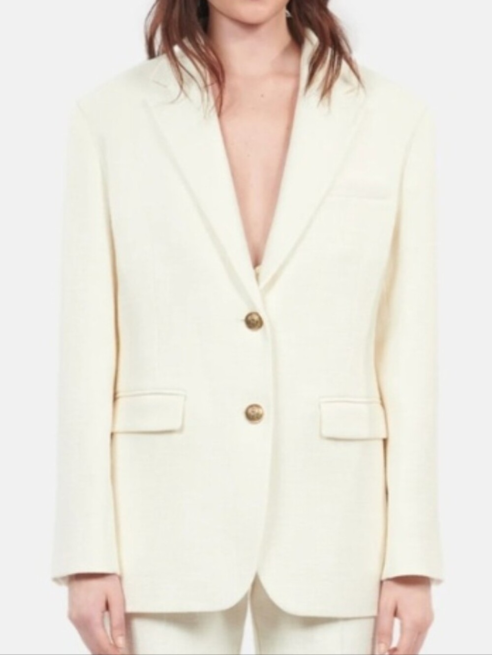 NWT The Kooples Women's Ecru Tailored Wool Blazer Size EU 36 Small